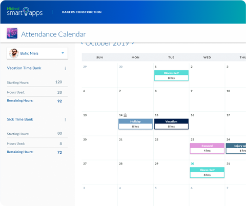 The Attendance Calendar app from HRdirect allows business owners to simply manage daily time and attendance